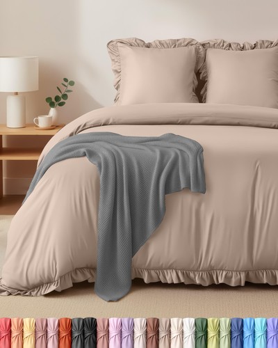 Rüschen bettwäsche set - rüschen, beige